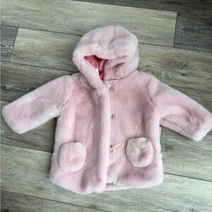 Hanna Anderson light pink faux fur coat for toddler girl. Size 2t. EUC